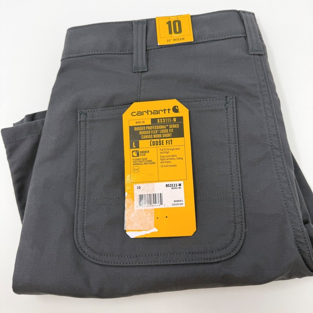 Carhartt Womens Rugged Professional Loose Canvas Work‎ Shorts Gray BS3111-W 10